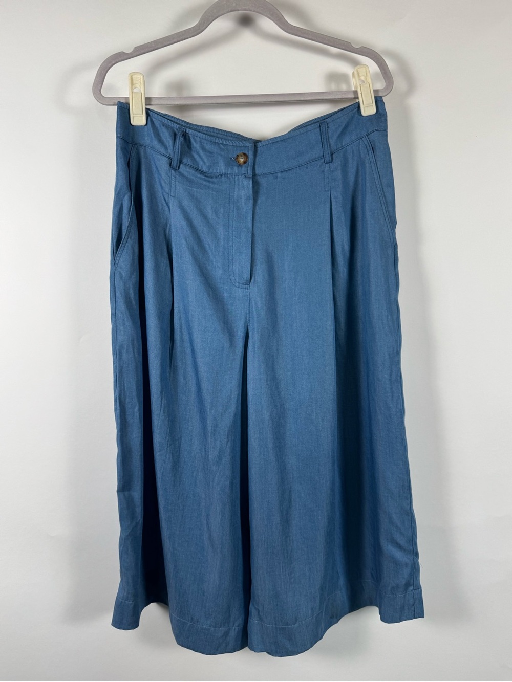 Iris‎ Setlawke Wide Leg Pleated Front Culottes High Waist Chambray Western 90's